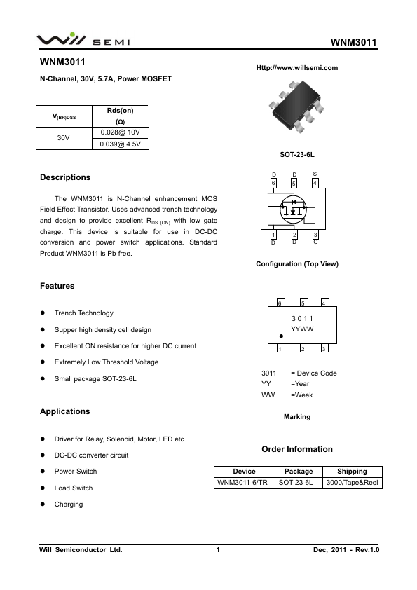 WNM3011 Will Semiconductor