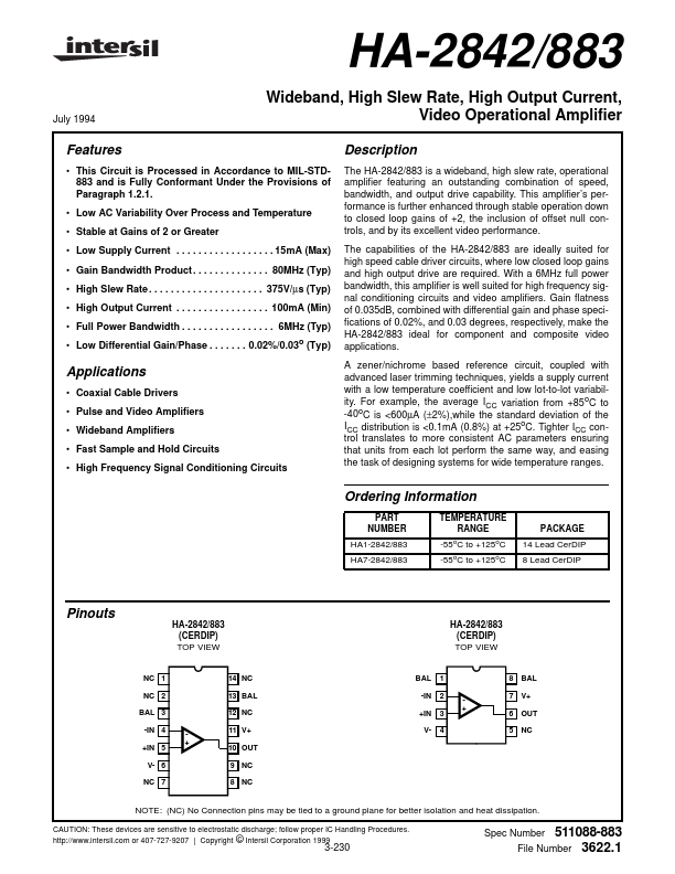 HA-2842 Intersil Corporation