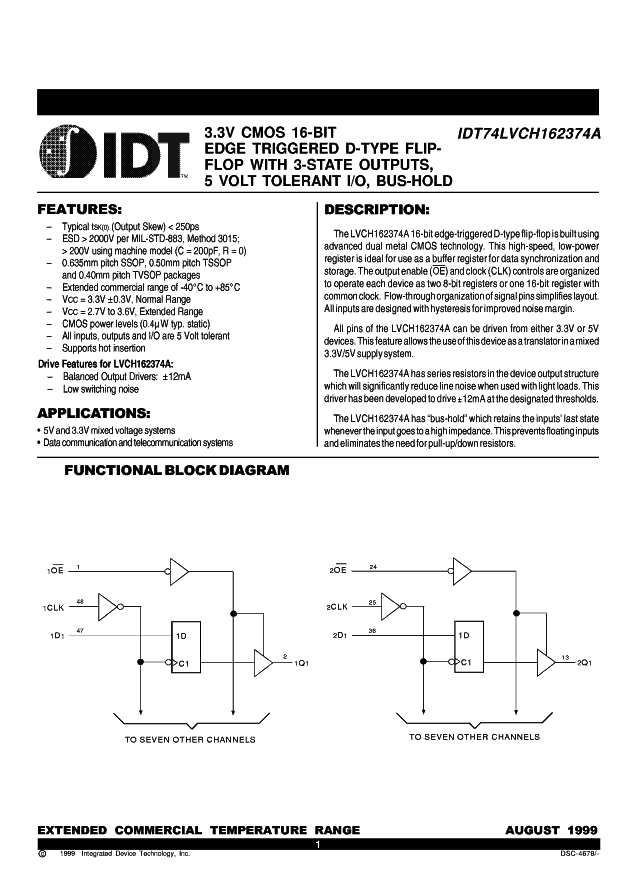 <?=IDT52LVC162374A?> डेटा पत्रक पीडीएफ