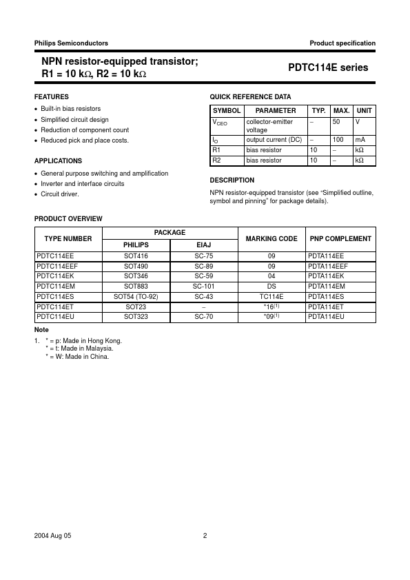 PDTC114ES