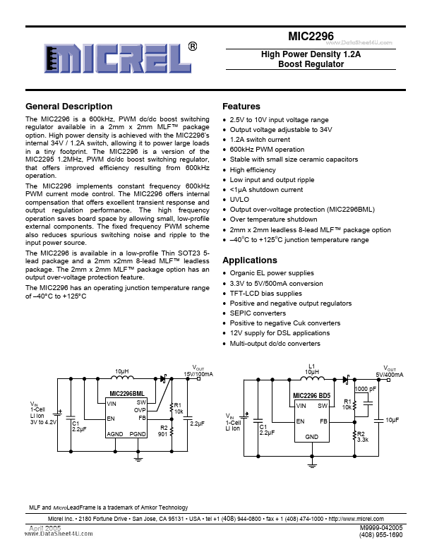 MIC2296 Micrel Semiconductor