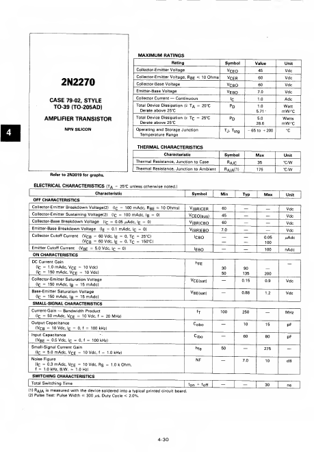 <?=2N2270?> डेटा पत्रक पीडीएफ