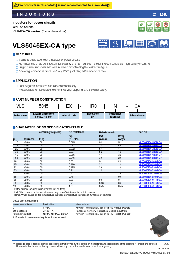 <?=VLS5045EX-6R8M-CA?> डेटा पत्रक पीडीएफ