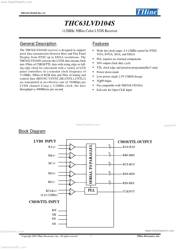 <?=THC63LVD104S?> डेटा पत्रक पीडीएफ