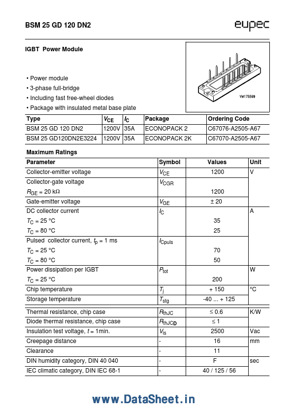 <?=BSM25GD120DN2?> डेटा पत्रक पीडीएफ