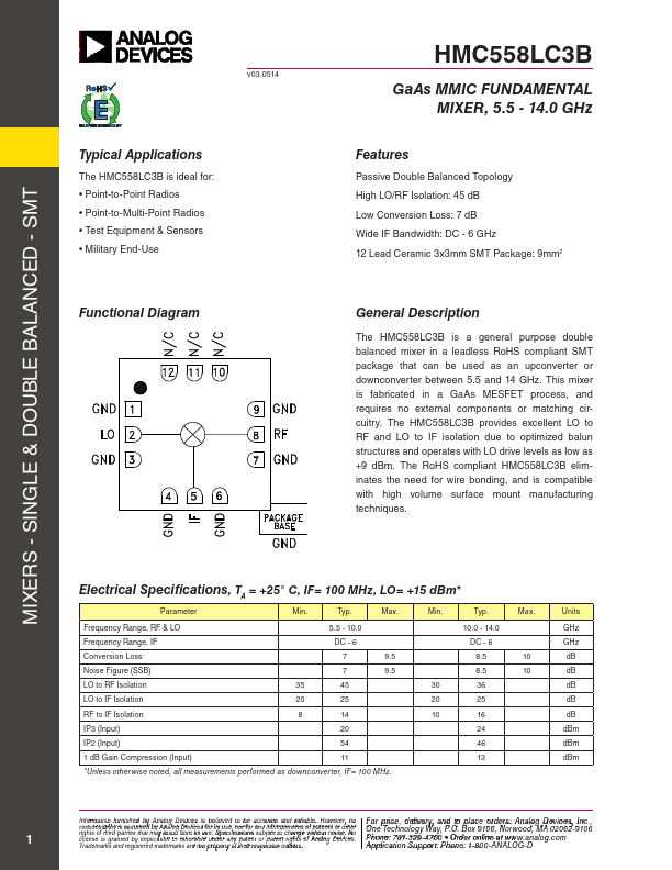HMC558LC3B Analog Devices