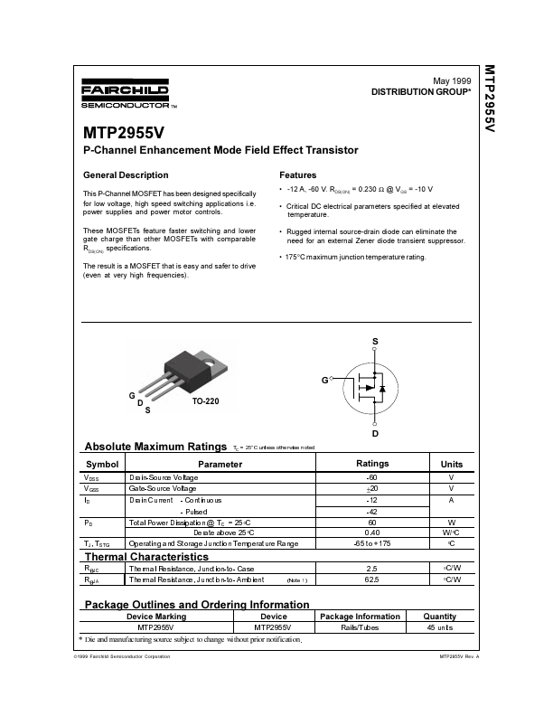 MTP2955V Fairchild Semiconductor