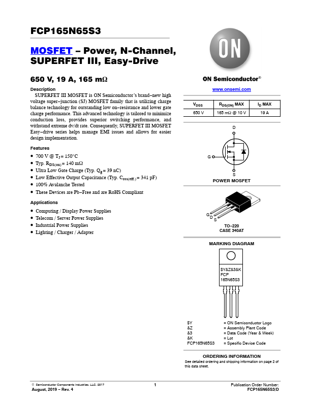 FCP165N65S3