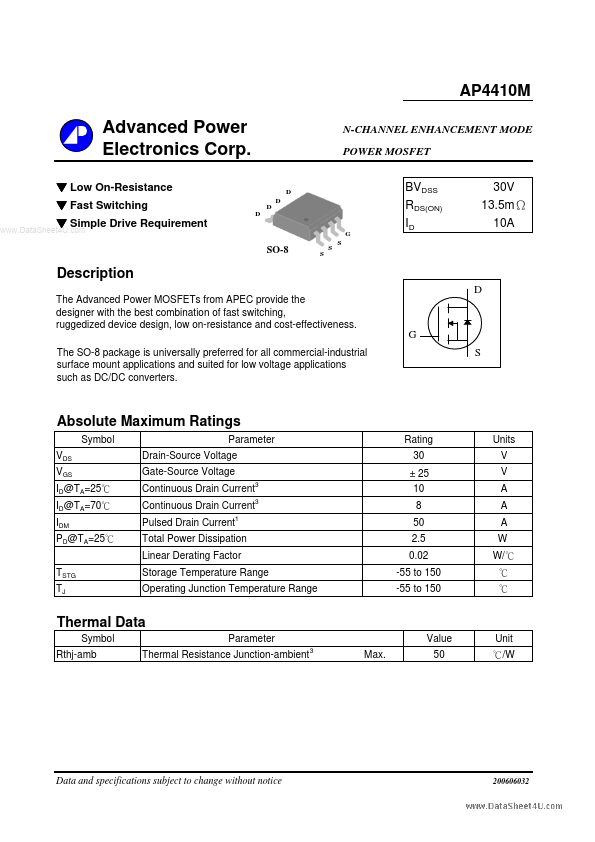AP4410M Advanced Power Electronics