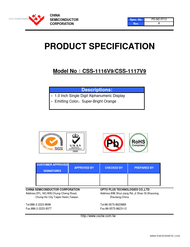 CSS-1116V9 China Semiconductor Corporation