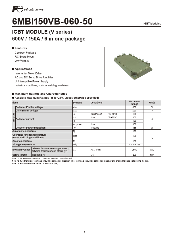 <?=6MBI150VB-060-50?> डेटा पत्रक पीडीएफ