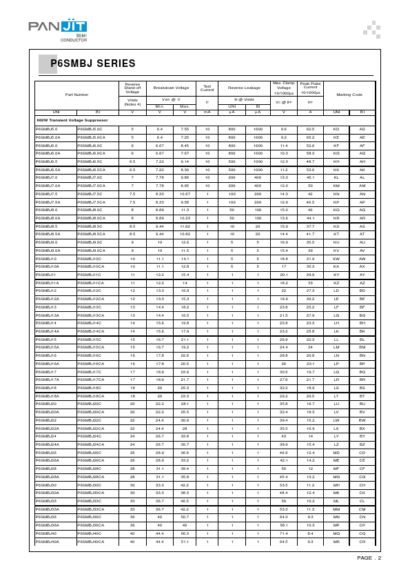 P6SMBJ7.0A