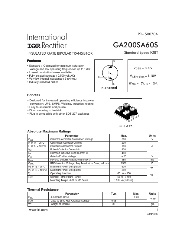 GA200SA60S International Rectifier