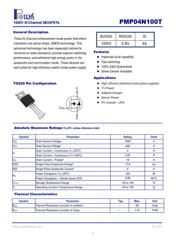 PMP04N100T