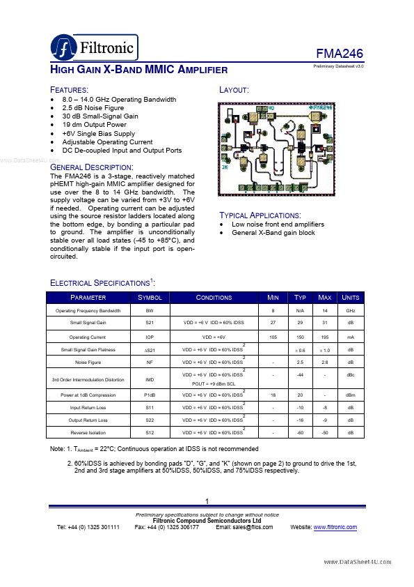 FMA246 Filtronic Compound Semiconductors