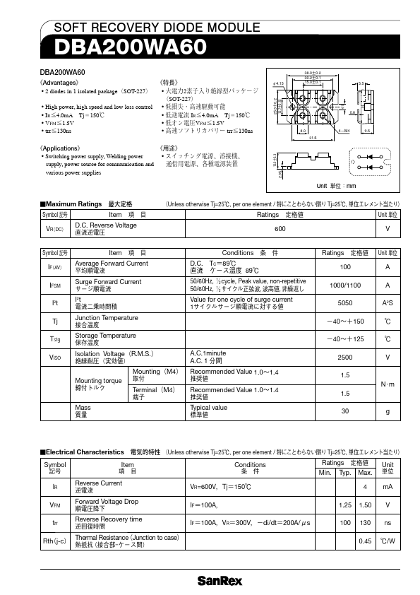 DBA200WA60 SanRex