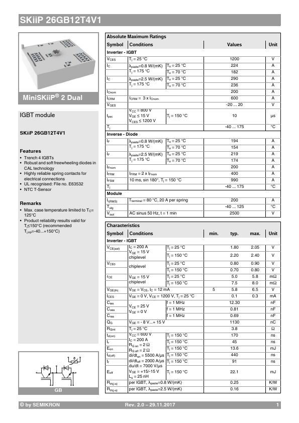 <?=SKiiP26GB12T4V1?> डेटा पत्रक पीडीएफ