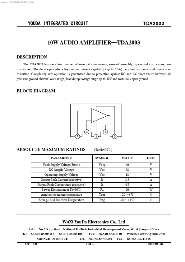 TDA2003 Wuxi Youda electronics