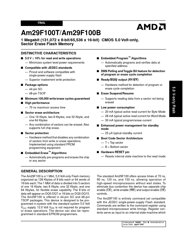 AM29F100T AMD