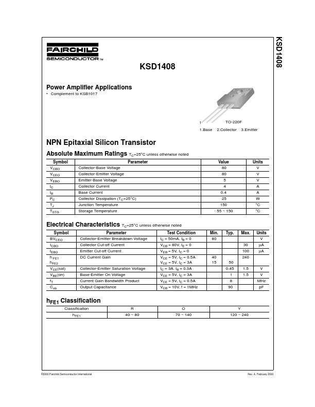 KSD1408 Fairchild Semiconductor