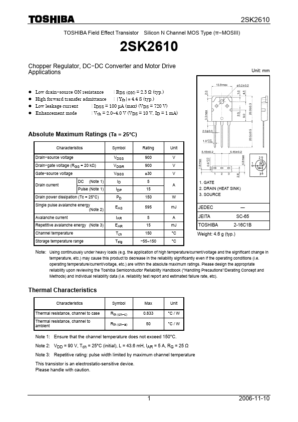 K2610 Toshiba Semiconductor