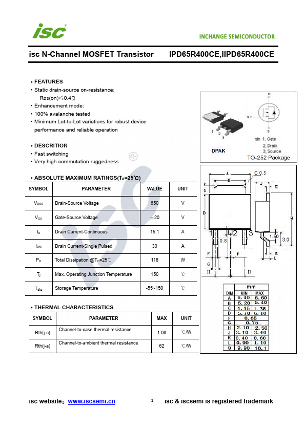 IPD65R400CE