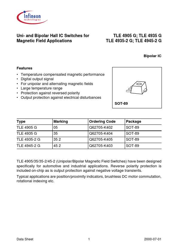 TLE4905G Infineon Technologies AG