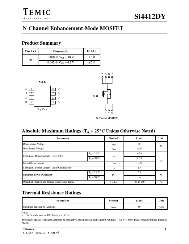 <?=Si4412DY?> डेटा पत्रक पीडीएफ