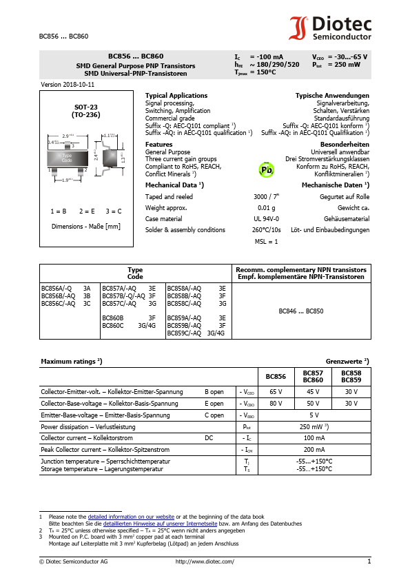 BC858 Diotec Semiconductor