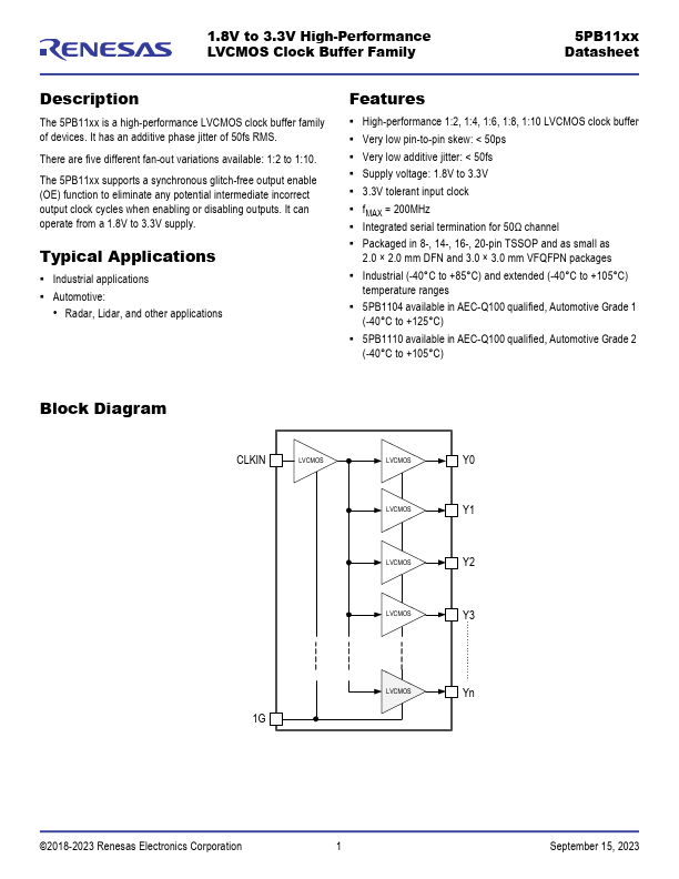 5PB1110PGG Renesas