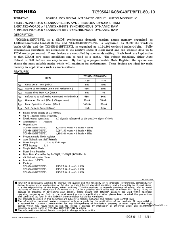 TC59S6416BFT Toshiba Semiconductor