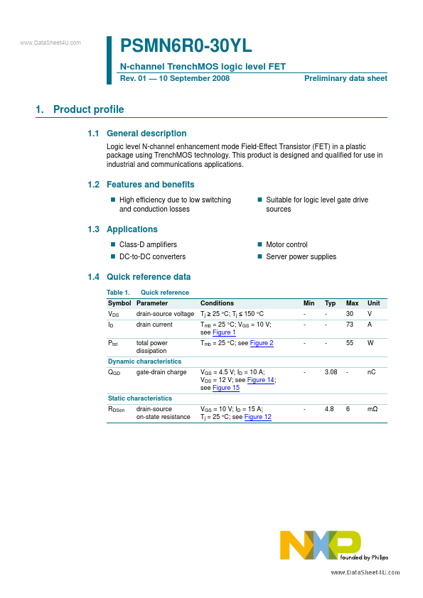 PSMN6R0-30YL NXP Semiconductors