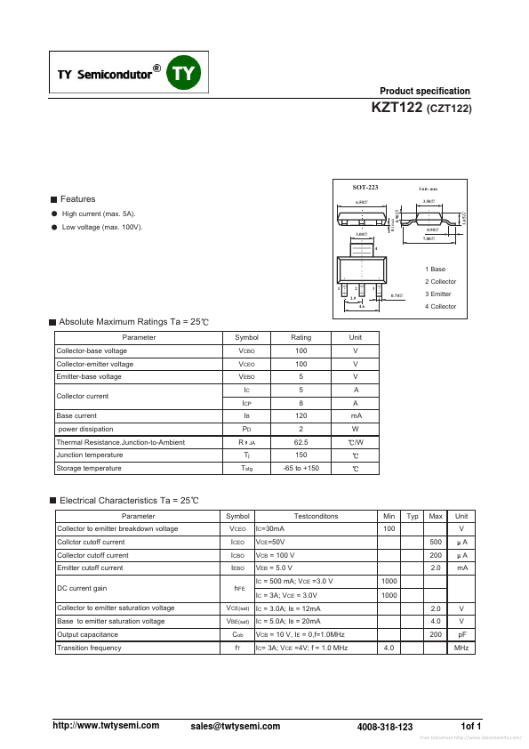 CZT122 TY Semiconductor