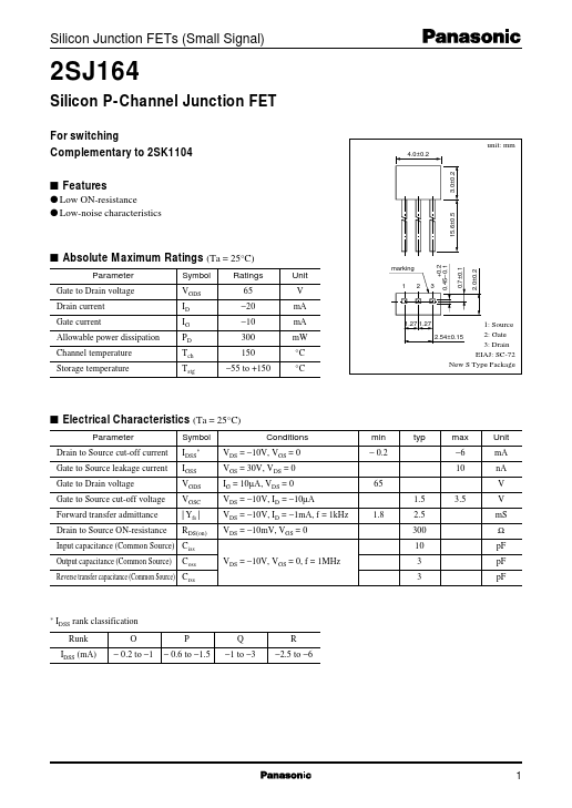 2SJ164 Panasonic Semiconductor