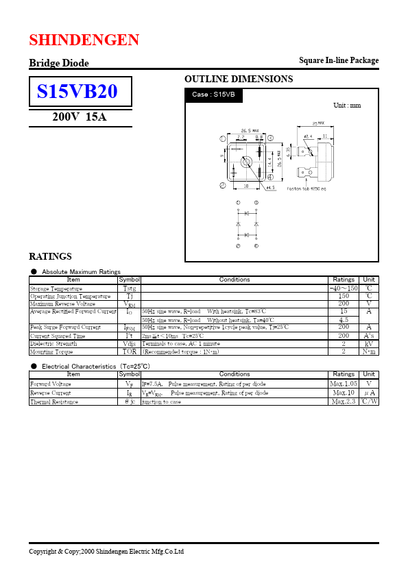 S15VB20 Shindengen Electric Mfg.Co.Ltd