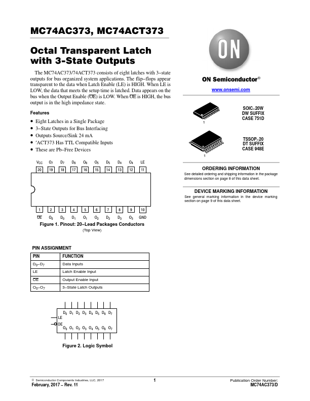 <?=MC74AC373?> डेटा पत्रक पीडीएफ