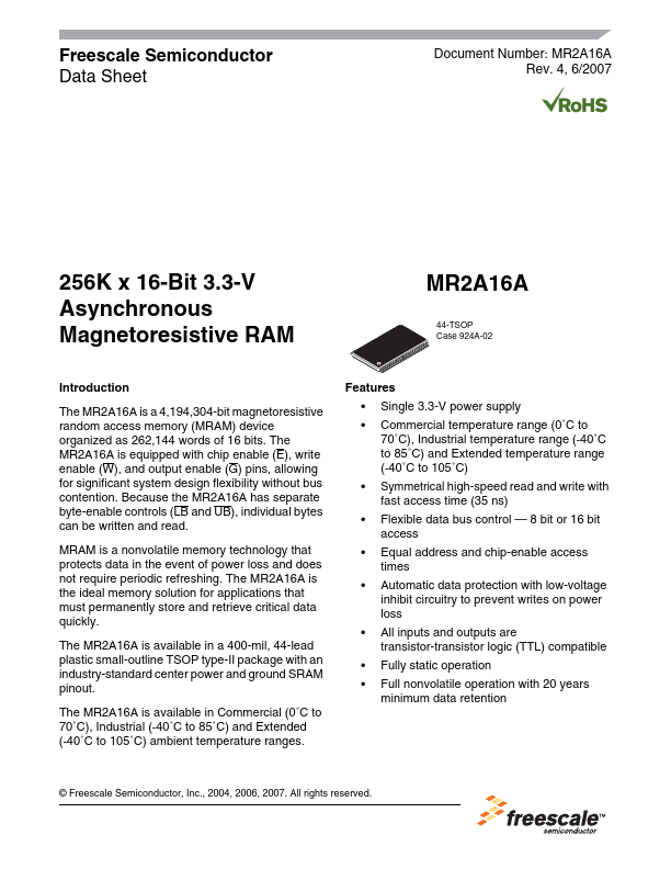 MR2A16A Freescale Semiconductor