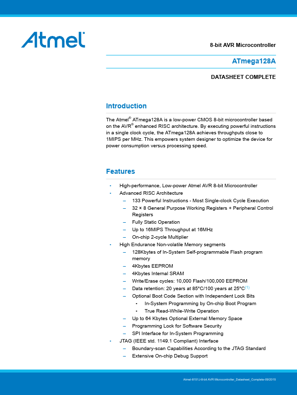 ATmega128A ATMEL Corporation