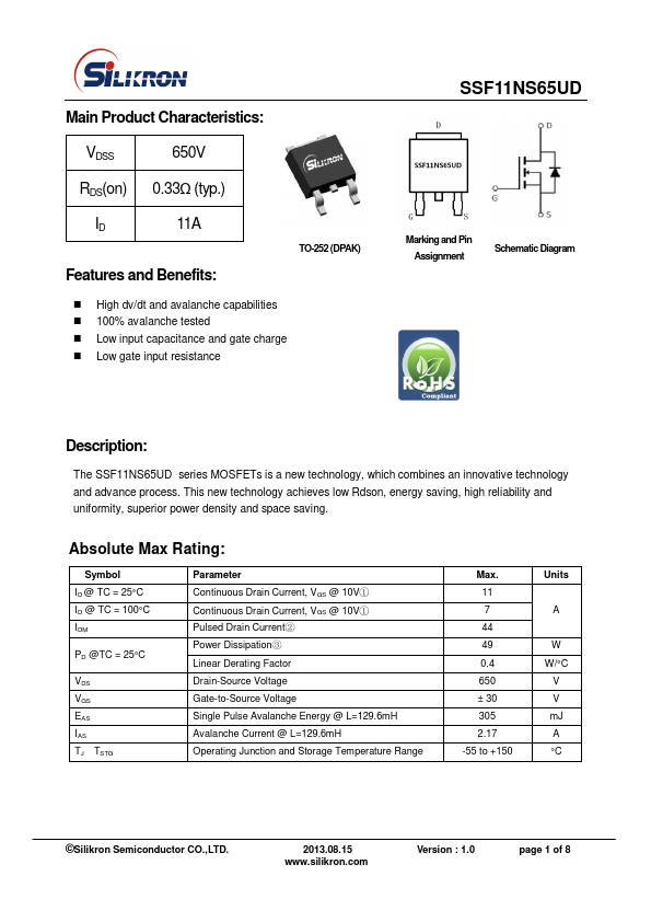 SSF11NS65UD SILIKRON