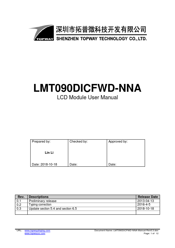 LMT090DICFWD-NNA TOPWAY