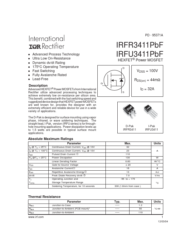 IRFR3411PBF International Rectifier