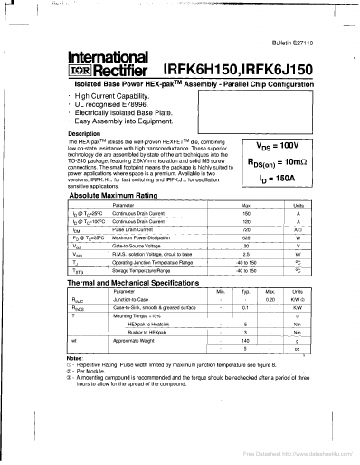 <?=IRFK6J150?> डेटा पत्रक पीडीएफ