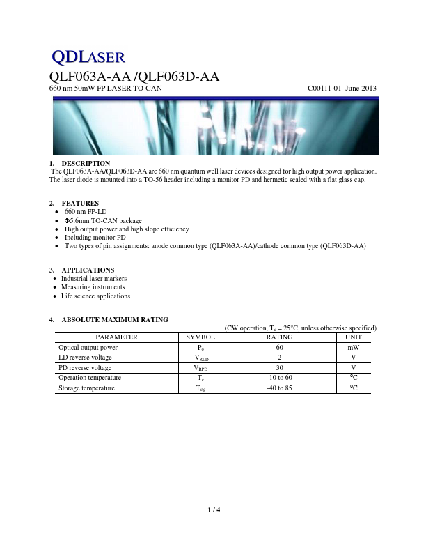 QLF063A-AA QD Laser