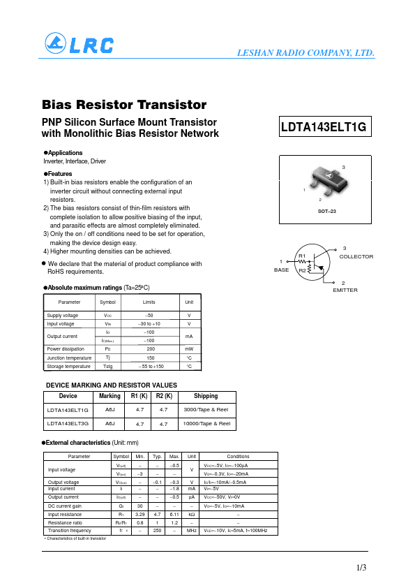 LDTA143ELT1G