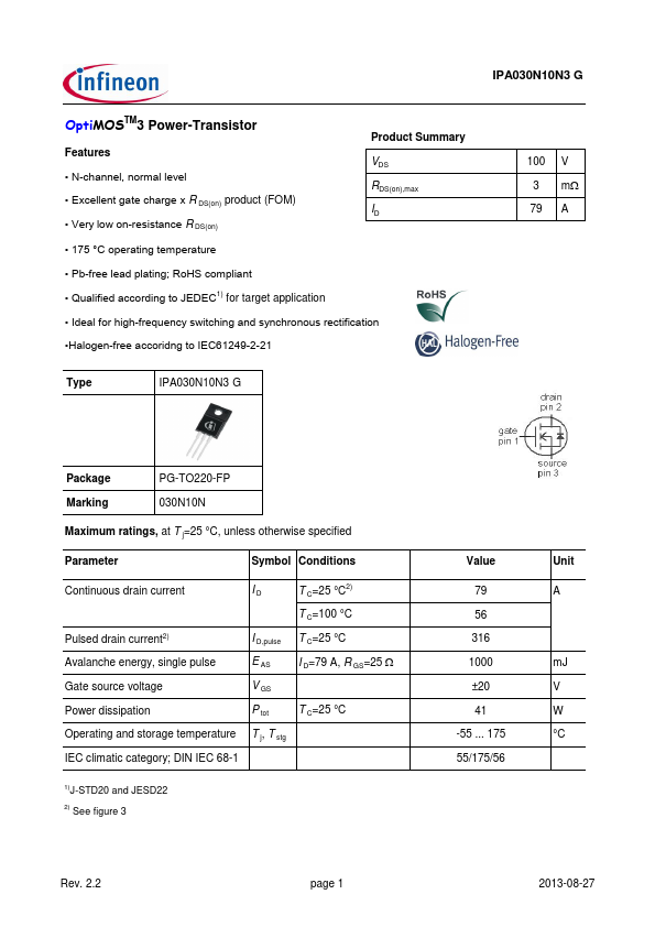 030N10N Infineon