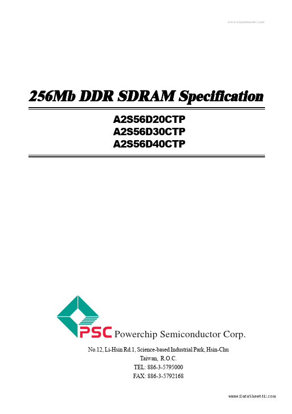 A2S56D20CTP Powerchip Semiconductor