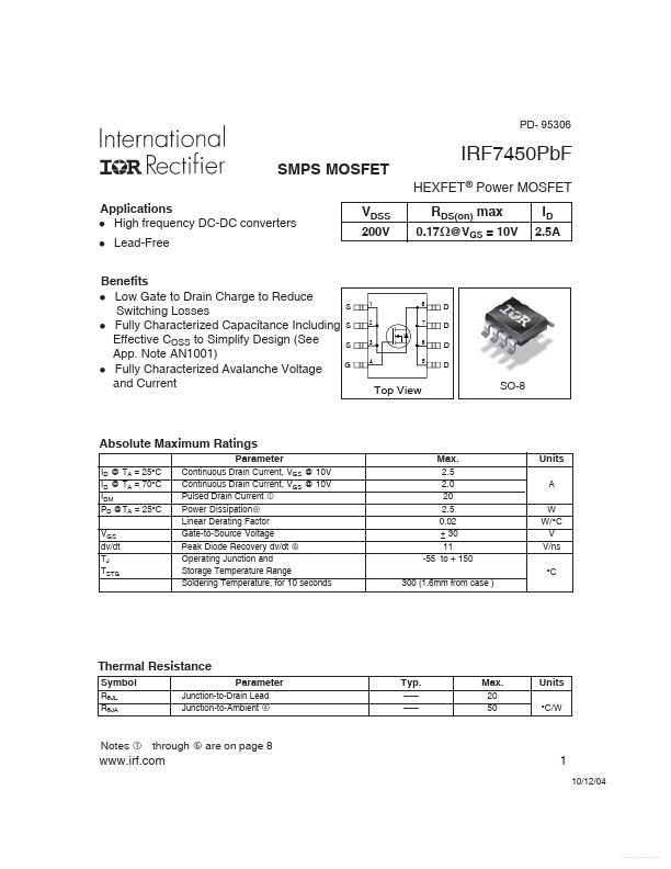 IRF7450PBF International Rectifier