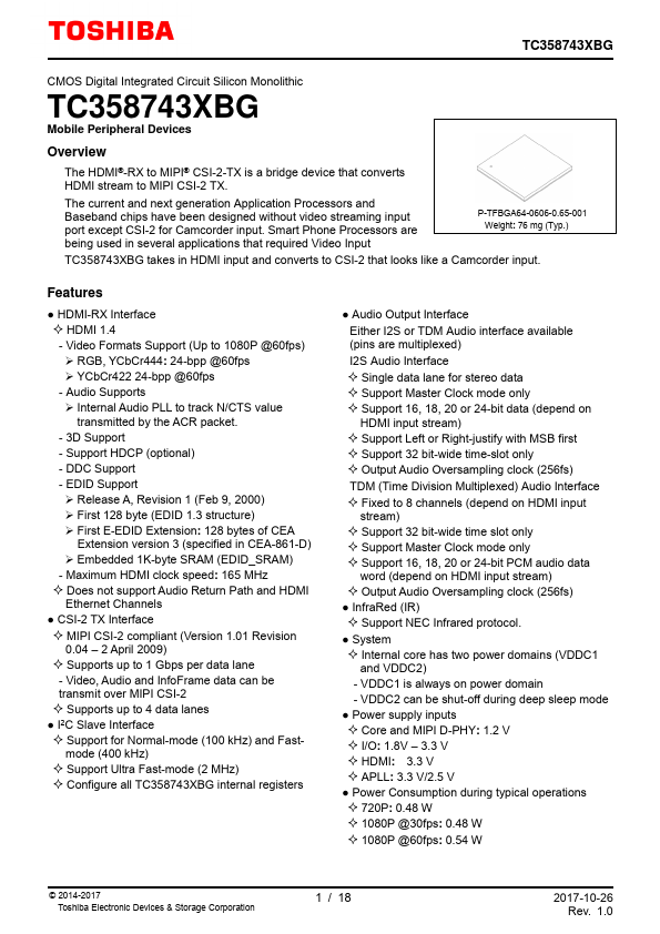 TC358743XBG Toshiba