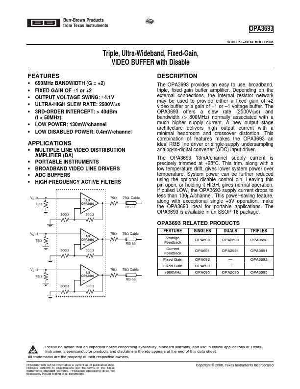 OPA3693 Burr-Brown
