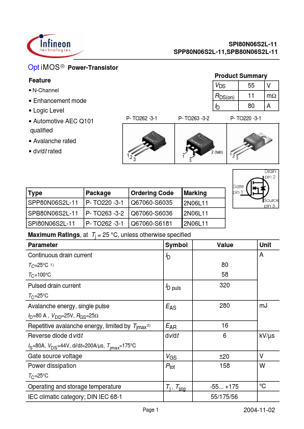 SPB80N06S2L-11